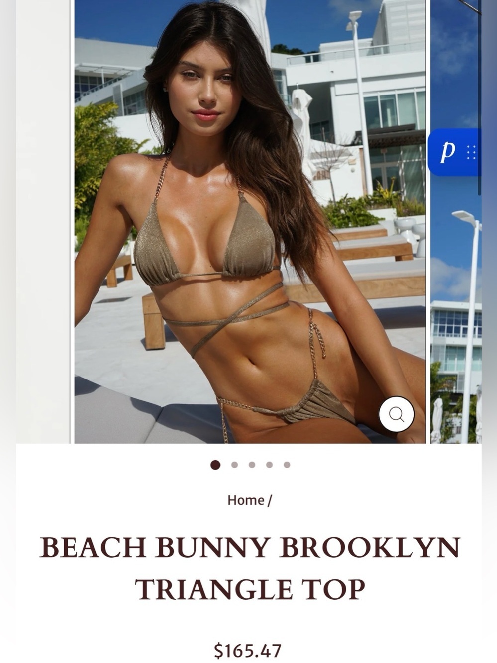 Beach Bunny Brooklyn Bikini Set Top XL Bottom XS Chain Detail Luxury Swim